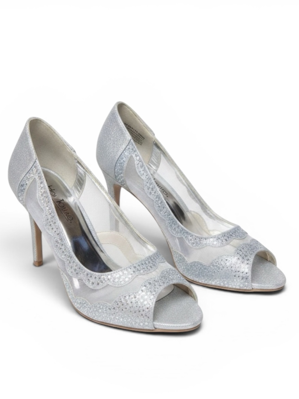 HOT TOMATO βRed Carpetβ Stiletto Rhinestone Glitter Heels Silver/Gold Size 7-1/2